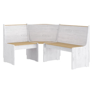 vidaXL 3-Piece Corner Bench Set REINE Honey Brown White Solid Pine Wood