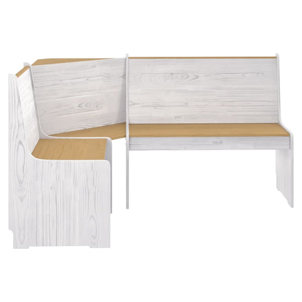 vidaXL 3-Piece Corner Bench Set REINE Honey Brown White Solid Pine Wood