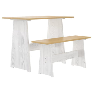vidaXL 3-Piece Corner Bench Set REINE Honey Brown White Solid Pine Wood