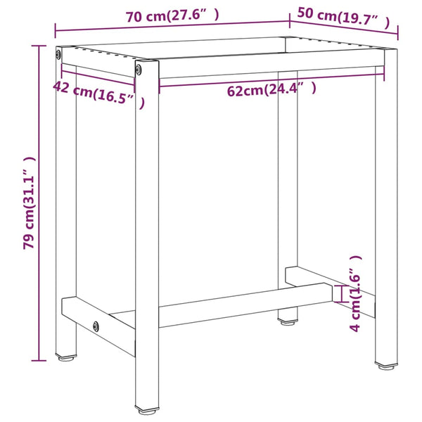 vidaXL Workbench Frame Matte Black and Matte Red 70x50x79 cm Metal