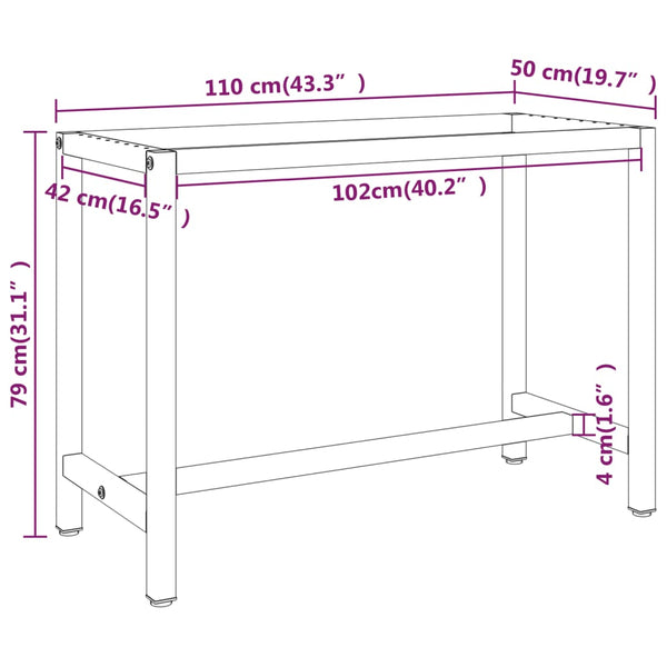 vidaXL Workbench Frame Matte Black and Matte Red 110x50x79 cm Metal