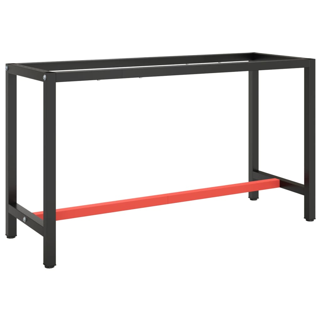vidaXL Workbench Frame Matte Black and Matte Red 140x50x79 cm Metal