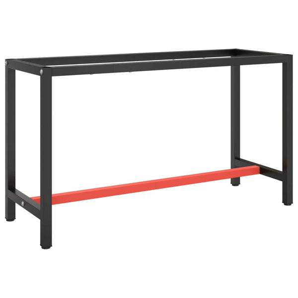 vidaXL Workbench Frame Matte Black and Matte Red 140x50x79 cm Metal