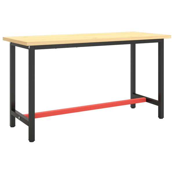 vidaXL Workbench Frame Matte Black and Matte Red 140x50x79 cm Metal