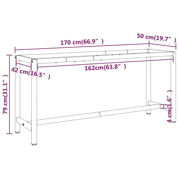vidaXL Workbench Frame Matte Black and Matte Red 170x50x79 cm Metal