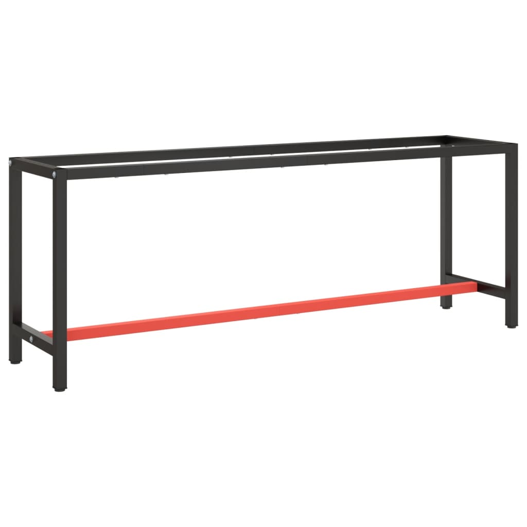 vidaXL Workbench Frame Matt Black and Matt Red 210x50x79 cm Metal