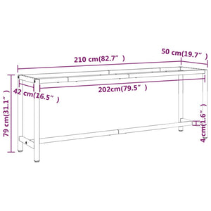 vidaXL Workbench Frame Matt Black and Matt Red 210x50x79 cm Metal