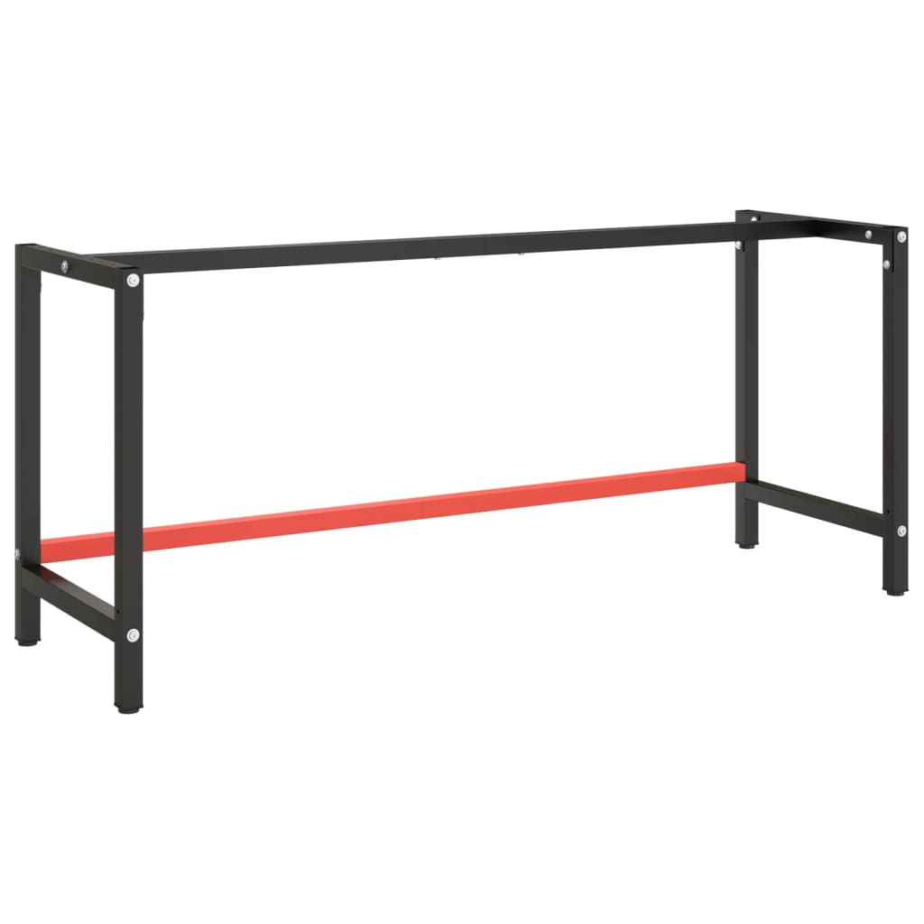 vidaXL Workbench Frame Matt Black and Matt Red 180x57x79 cm Metal
