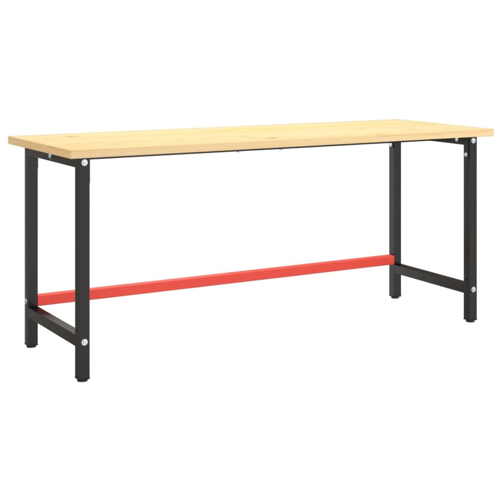 vidaXL Workbench Frame Matt Black and Matt Red 180x57x79 cm Metal