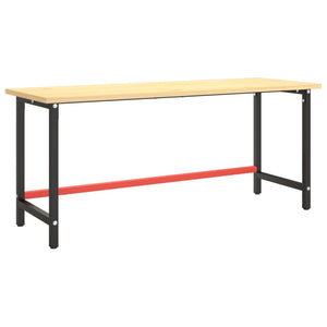 vidaXL Workbench Frame Matt Black and Matt Red 180x57x79 cm Metal