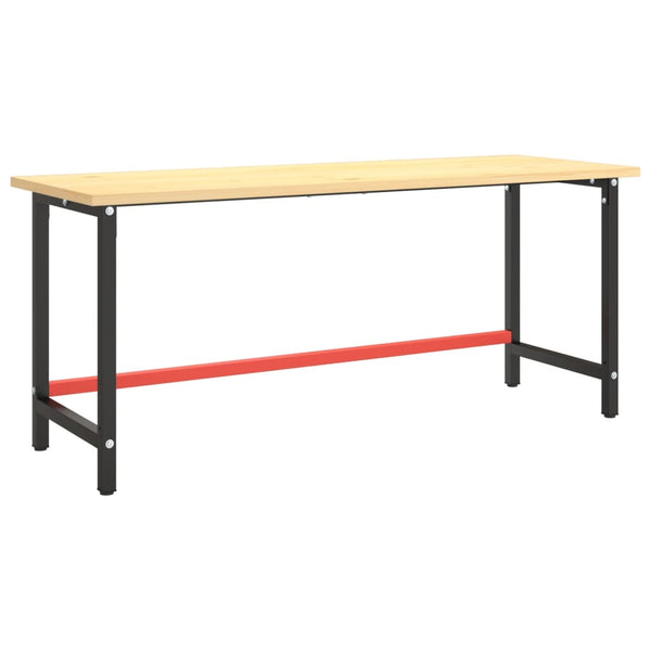 vidaXL Workbench Frame Matt Black and Matt Red 180x57x79 cm Metal