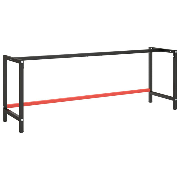 vidaXL Workbench Frame Matte Black and Matte Red 220x57x79 cm Metal