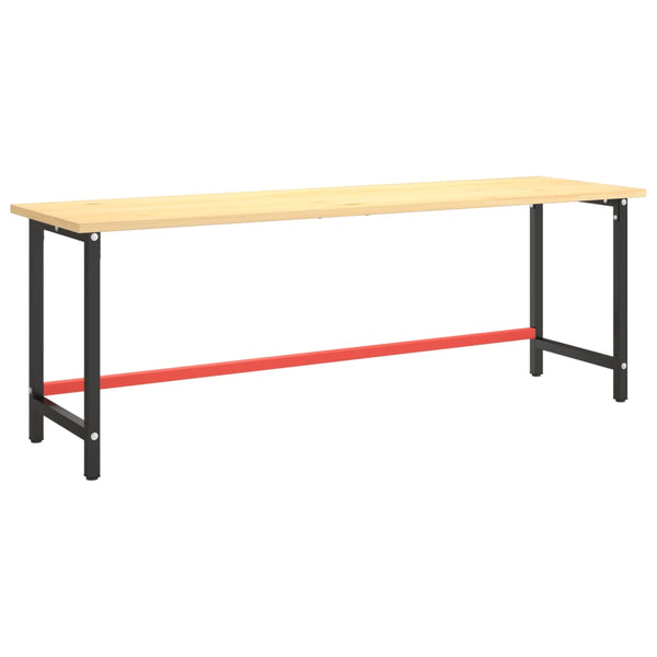 vidaXL Workbench Frame Matte Black and Matte Red 220x57x79 cm Metal