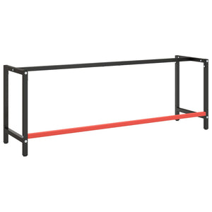 vidaXL Workbench Frame Matte Black and Matte Red 220x57x79 cm Metal