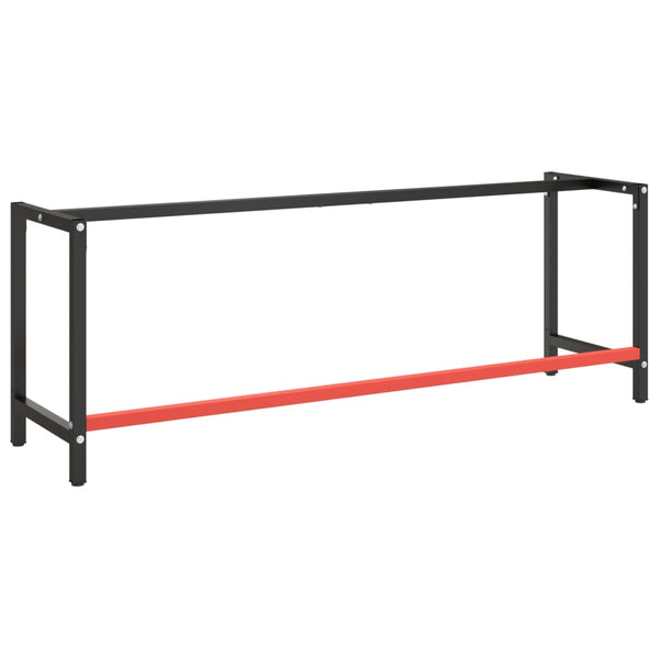 vidaXL Workbench Frame Matte Black and Matte Red 220x57x79 cm Metal