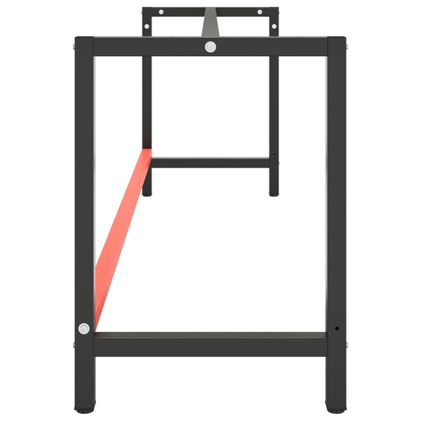 vidaXL Workbench Frame Matte Black and Matte Red 220x57x79 cm Metal
