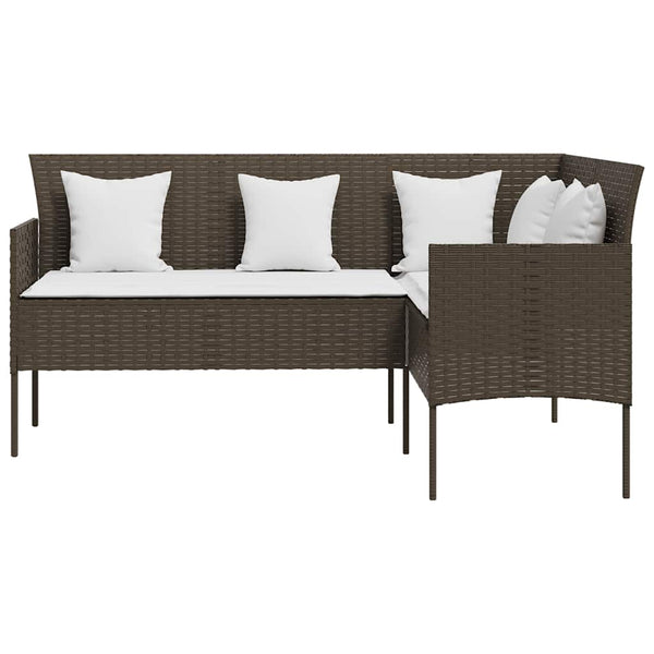 vidaXL 5-piece L-shaped Sofa Set with Cushions Poly Rattan Brown