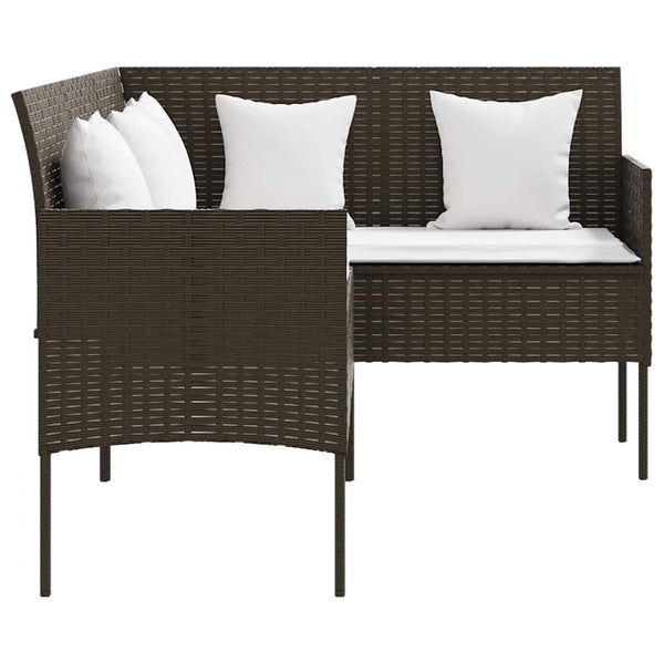 vidaXL 5-piece L-shaped Sofa Set with Cushions Poly Rattan Brown