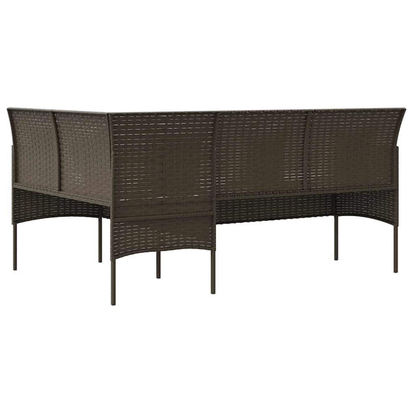 vidaXL 5-piece L-shaped Sofa Set with Cushions Poly Rattan Brown