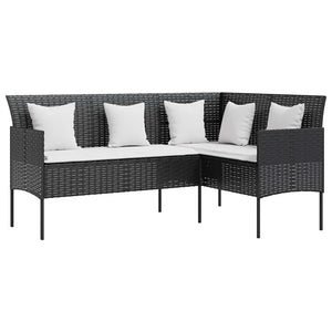vidaXL 5-Piece L-Shaped Sofa Set with Cushions Poly Rattan Black