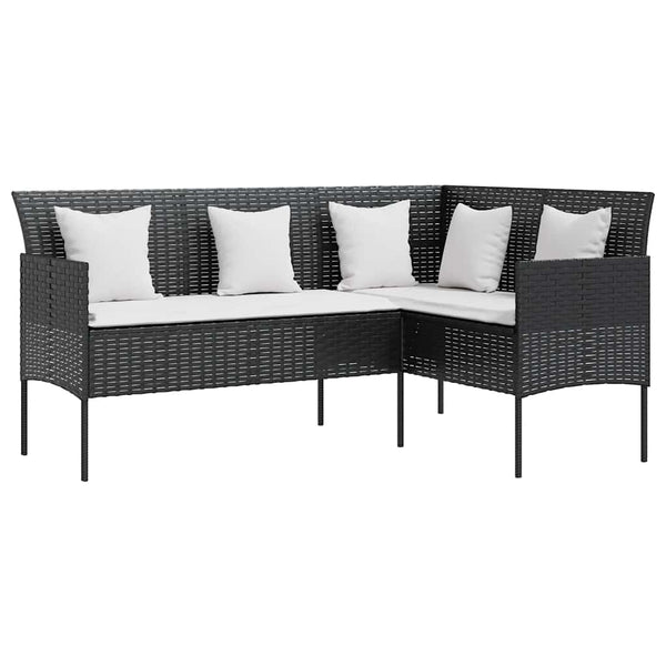 vidaXL 5-Piece L-Shaped Sofa Set with Cushions Poly Rattan Black