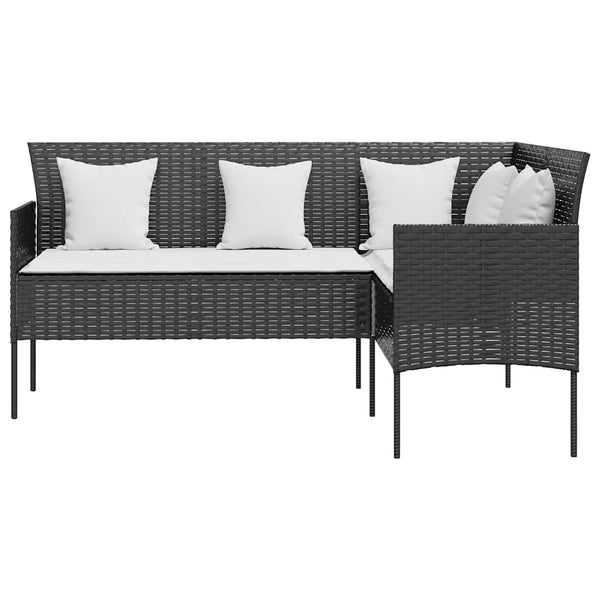 vidaXL 5-Piece L-Shaped Sofa Set with Cushions Poly Rattan Black
