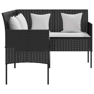 vidaXL 5-Piece L-Shaped Sofa Set with Cushions Poly Rattan Black