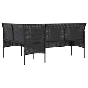 vidaXL 5-Piece L-Shaped Sofa Set with Cushions Poly Rattan Black
