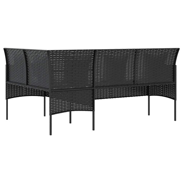 vidaXL 5-Piece L-Shaped Sofa Set with Cushions Poly Rattan Black