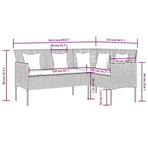 vidaXL 5-Piece L-Shaped Sofa Set with Cushions Poly Rattan Black