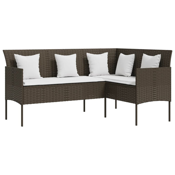 vidaXL L-Shaped Sofa with Cushions Poly Rattan Brown