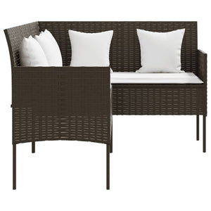vidaXL L-Shaped Sofa with Cushions Poly Rattan Brown