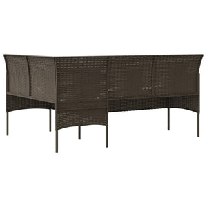 vidaXL L-Shaped Sofa with Cushions Poly Rattan Brown