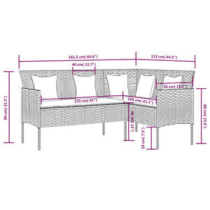 vidaXL L-Shaped Sofa with Cushions Poly Rattan Brown