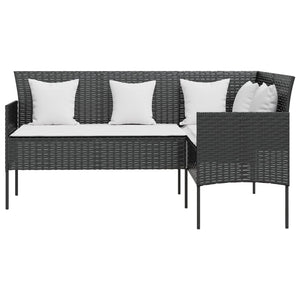 vidaXL L-shaped Sofa with Cushions Poly Rattan Black