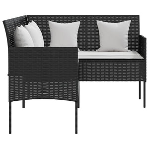vidaXL L-shaped Sofa with Cushions Poly Rattan Black