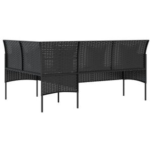 vidaXL L-shaped Sofa with Cushions Poly Rattan Black