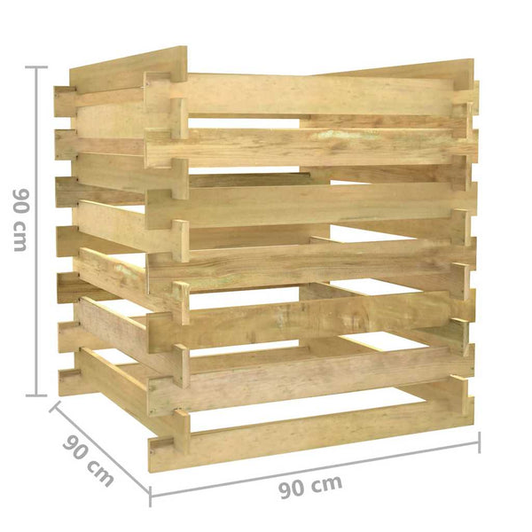 vidaXL Slatted Compost Bin 90x90x90 cm Impregnated Pinewood