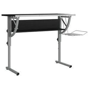 vidaXL Craft Table Black & Grey 110x53x(58-87)cm Engineered Wood Steel