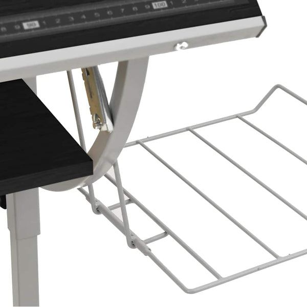 vidaXL Craft Table Black & Grey 110x53x(58-87)cm Engineered Wood Steel