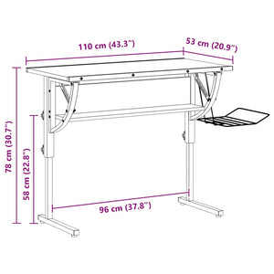 vidaXL Craft Table Black & Grey 110x53x(58-87)cm Engineered Wood Steel