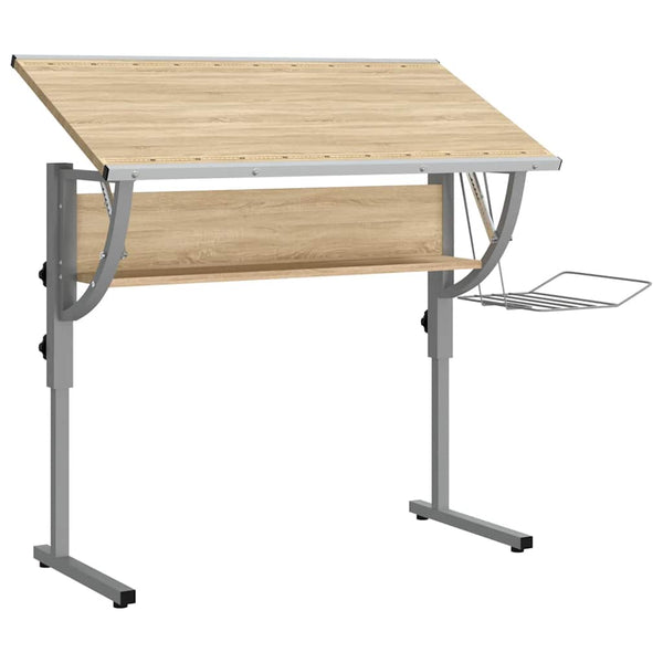 vidaXL Craft Table Sonoma Oak & Grey 110x53x(58-87) cm Engineered Wood