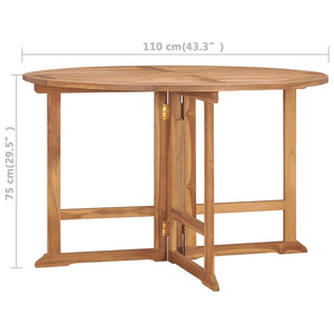 vidaXL Outdoor Folding Dining Table Ø110x75 cm Solid Teak Wood