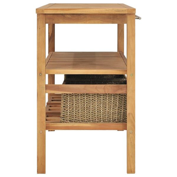 vidaXL Solid Teak Washbasin Cabinet with 3 Baskets 132x45x75cm