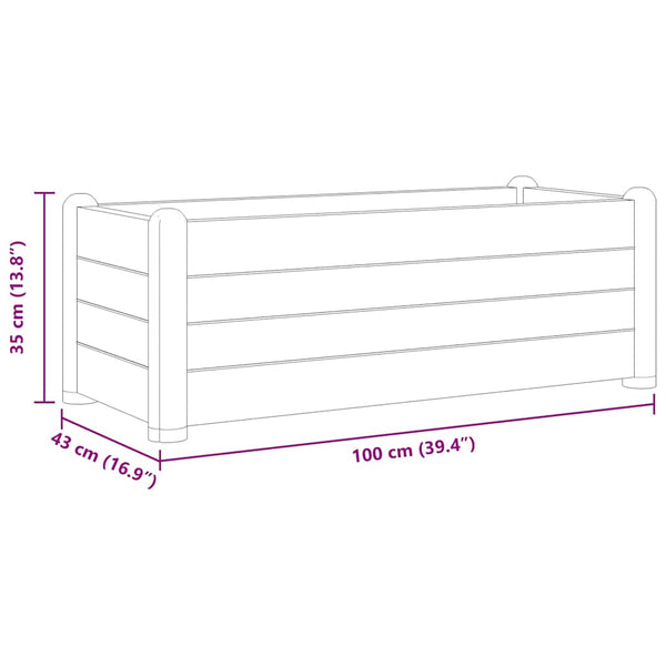 vidaXL Garden Raised Bed PP Stone Grey 100x43x35 cm