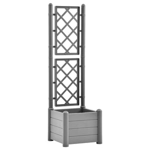 vidaXL Planter with Trellis 43x43x142 cm PP Stone Green