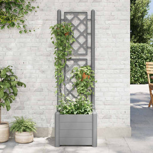 vidaXL Planter with Trellis 43x43x142 cm PP Stone Green