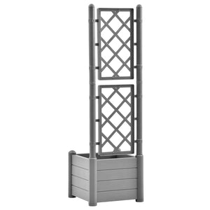 vidaXL Planter with Trellis 43x43x142 cm PP Stone Green