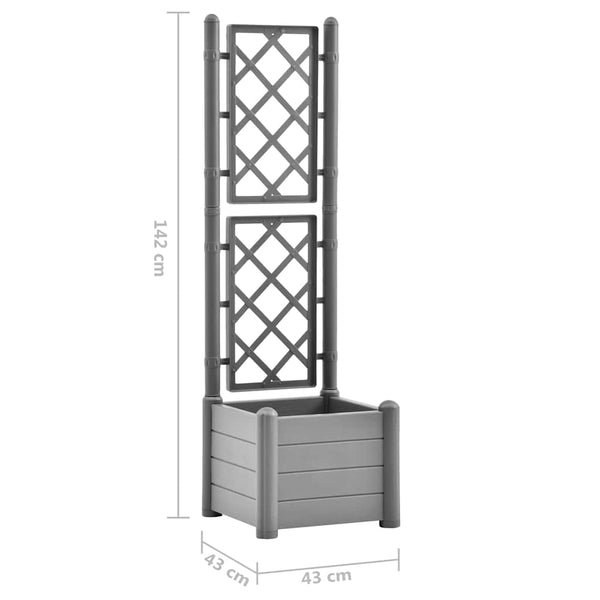 vidaXL Planter with Trellis 43x43x142 cm PP Stone Green