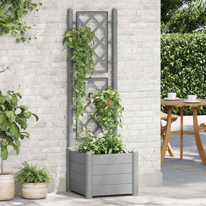 vidaXL Planter with Trellis 43x43x142 cm PP Stone Green